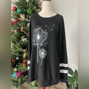 Black Sweatshirt with Dandelion Design
